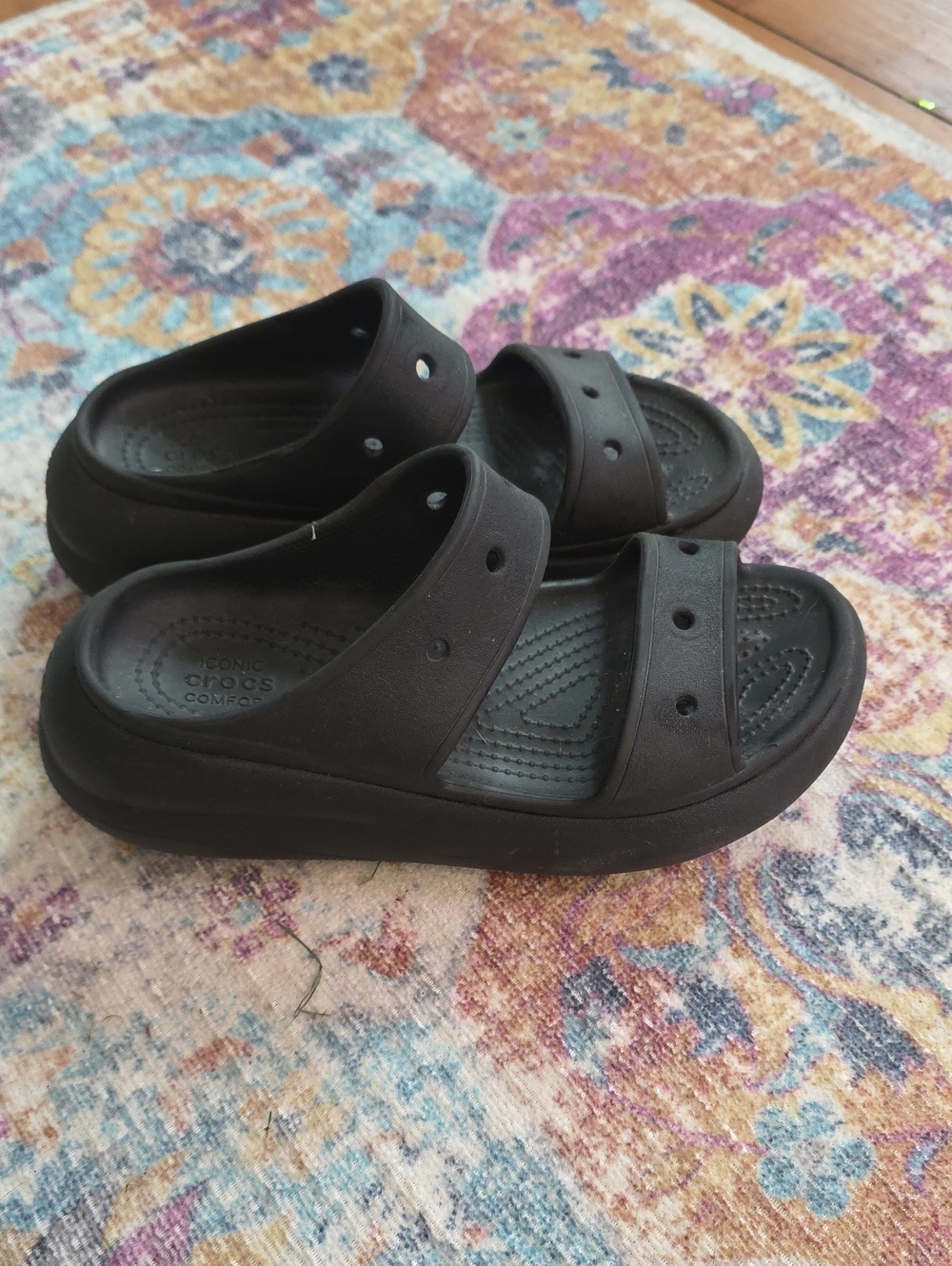 CROCS Crush Women's Black Double-Strap Platform Slides
